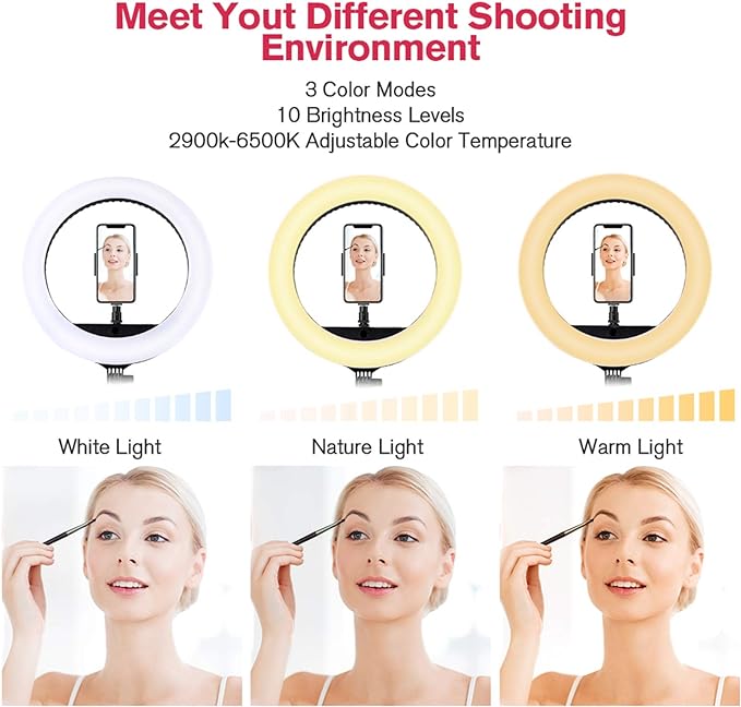 18 inch LED Ring Light with Tripod Stand Dimmable Makeup Selfie Ring Light - Image 2
