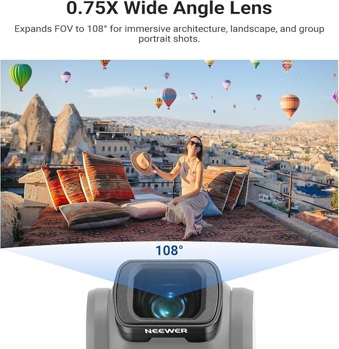 NEEWER Gimbal Camera Filter Set, 0.75x Wide Angle Lens + LPR + Black Diffusion - Image 2