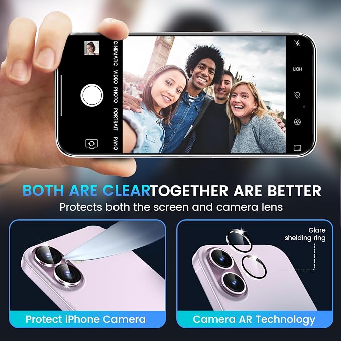 Fotbor Compatible with 3 Pack iPhone 17 Screen Protector With 1 Set Camera Lens - Image 5