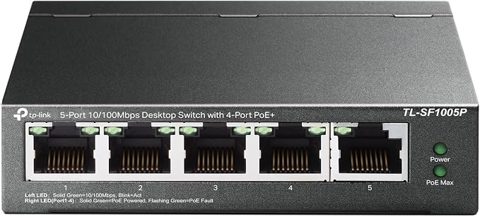 TP-Link TL-SF1005P | 5 Fast Ethernet PoE Switch | 4 PoE+ 10/100 Mbps Ports @67W by TP-Link