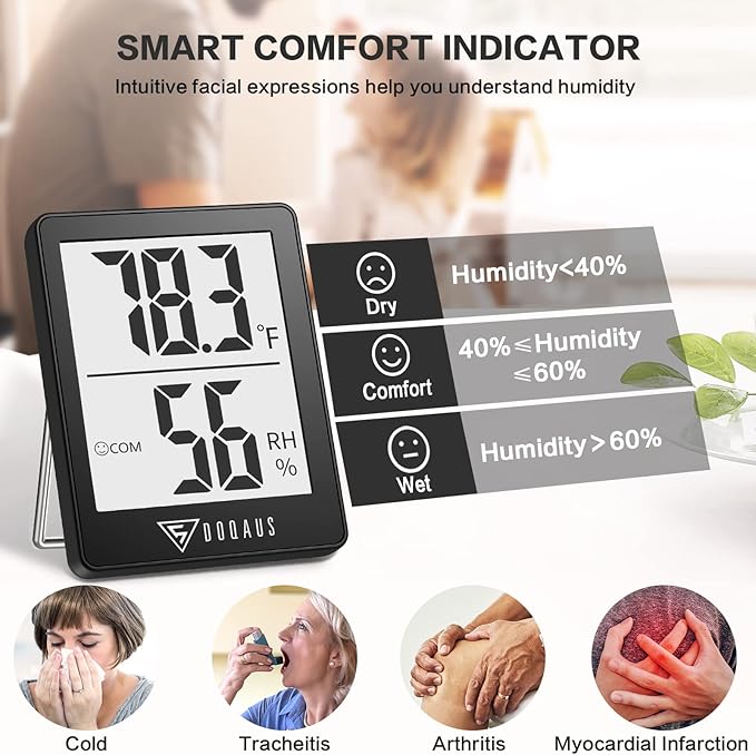 DOQAUS Digital Hygrometer Indoor Thermometer Humidity Meter Room Thermometer - Image 3