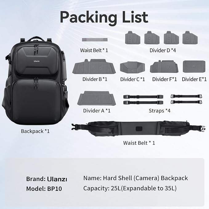 ULANZI BP10 Hardshell Camera Backpack 35L - Image 6