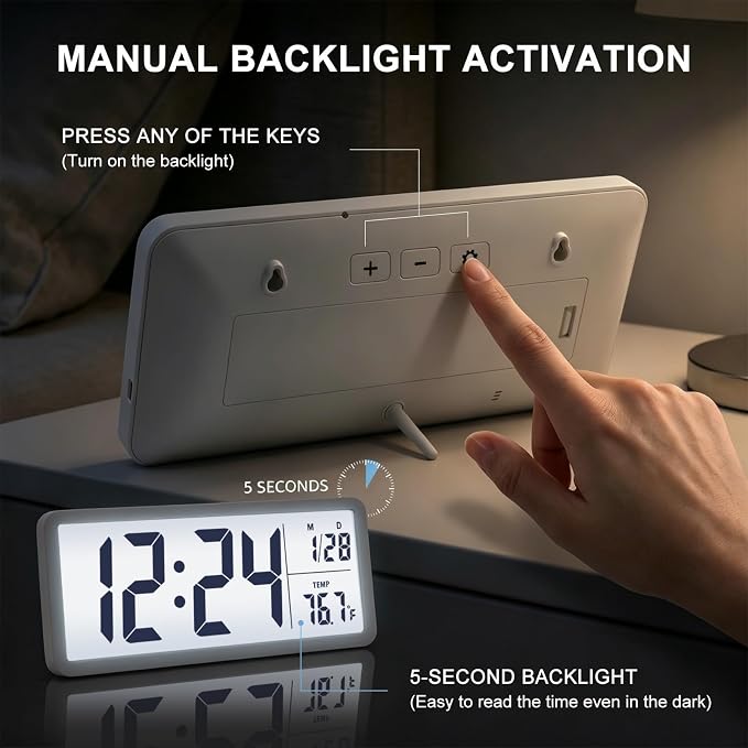 JoFomp 10.5" Large Digital Wall Clock Battery Operated - Image 3