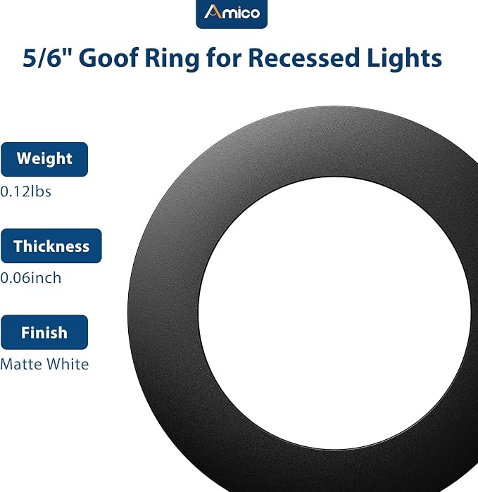 Amico 6 Pack Goof Rings for 6 Inch Recessed Lights, Can Light Trim Ring Cover - Image 7
