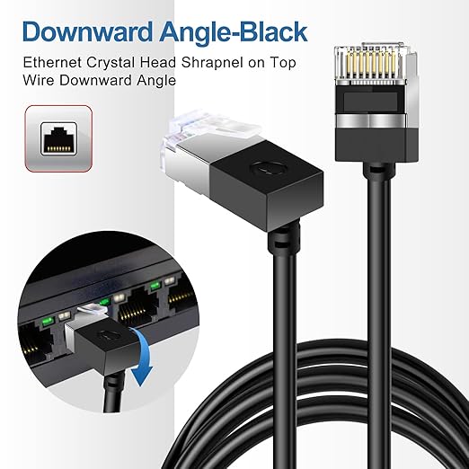 Ultra Thin Cat 6 Ethernet Cable 90° Downward Angle 10 Feet, Flexible & Slim - Image 5