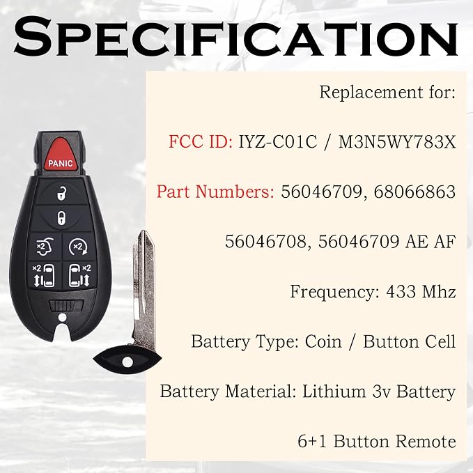 SUPALAND Keyless Entry Remote Control Key Fob FOBIK Replacement Fits - Image 3