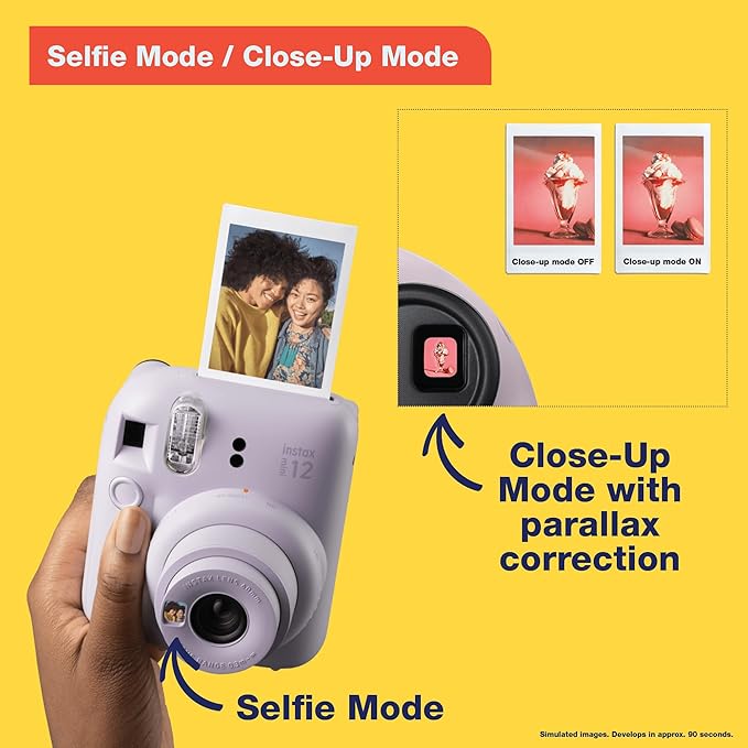 Fujifilm Instax Mini 12 Instant Film Camera, Clay White - Image 3