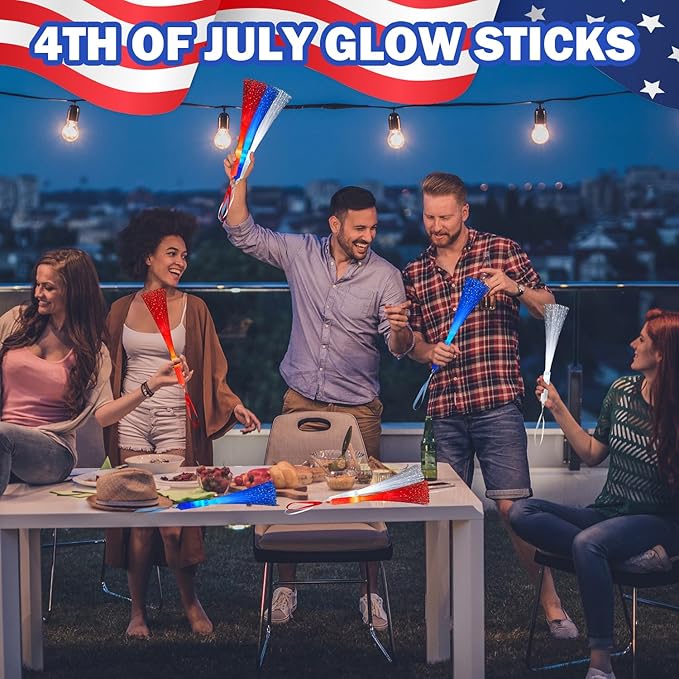 4th of July Red White Blue Glow Sticks Toys Gifts - Image 2