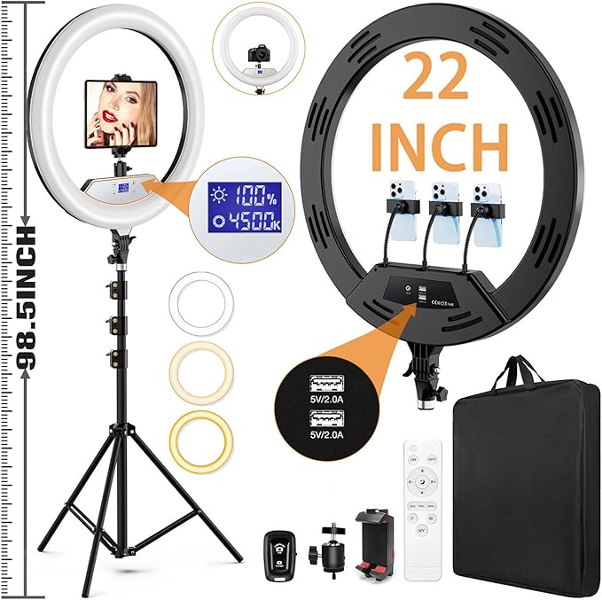 22"Ring Light with Stand, Ring Light Tripod by MACTREM
