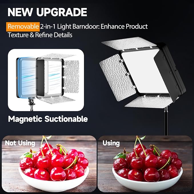 EMART LED Video Light Kit with Phone Holder & Barndoor, 2800-7000K Dimmable - Image 2