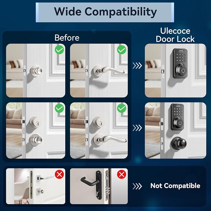Ulecoce Fingerprint Keypad Deadbolt - Image 8