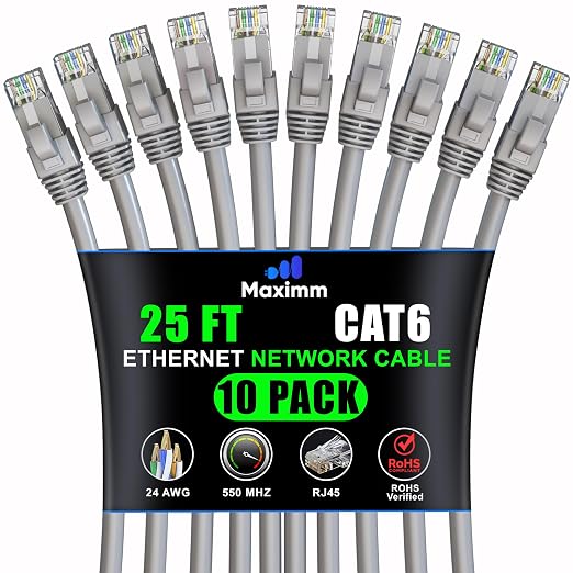 Maximm Cat 6 Ethernet Cable 25 ft by MaximmCable