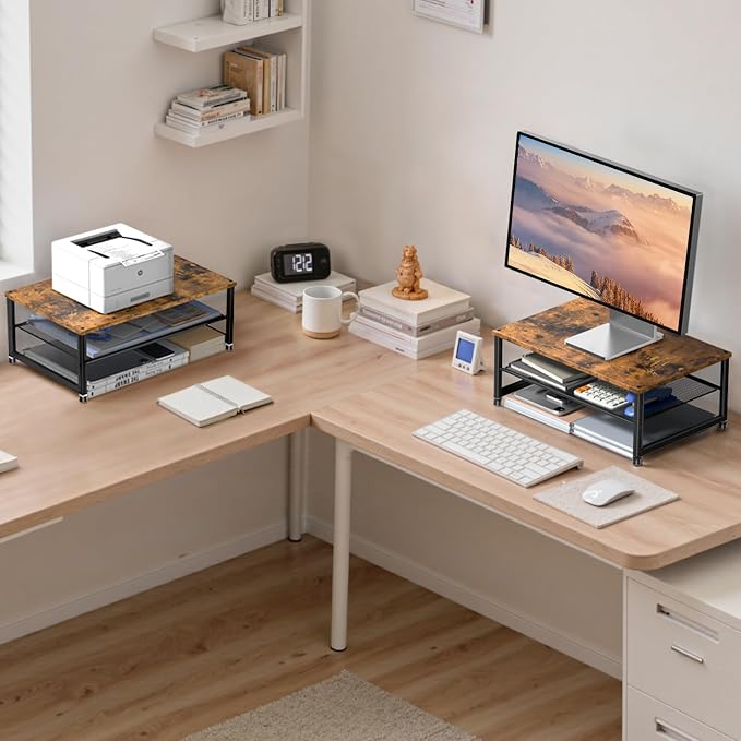 ECOLOVI 2-Tier Computer Monitor Stand Riser, Desk Organizer - Image 5