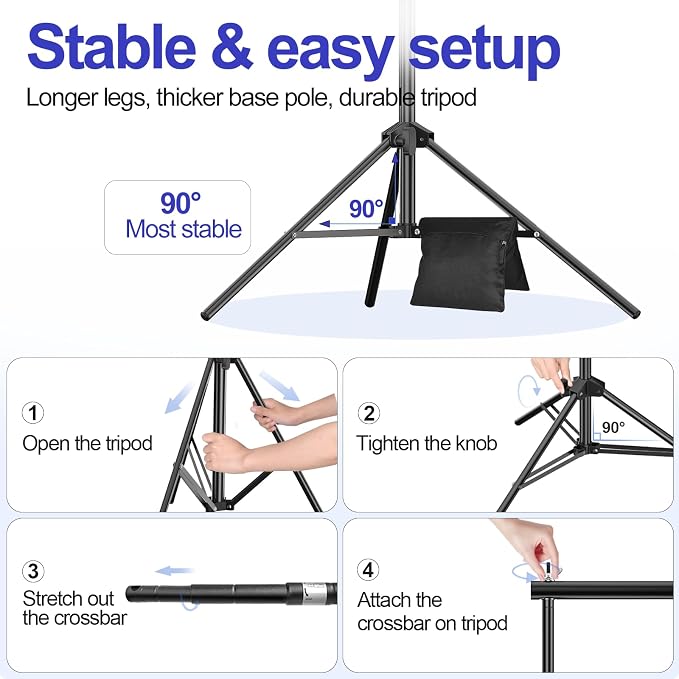 EMART 10x7.9FT Backdrop Stand, Photo Video Studio Adjustable&Lockable Heavy - Image 6