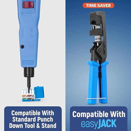 Everest 90° Angled RJ45 Cat5e Keystone Jacks 20-Pack in Blue - Image 4
