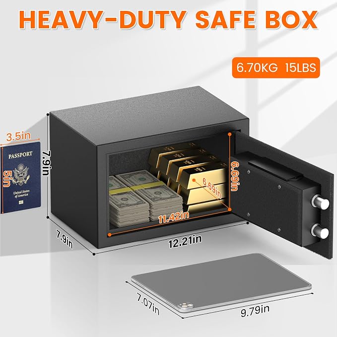 Small Fireproof Safe for Home, 14.8Lbs Heavy Duty Fire Safe Box for Office & - Image 4
