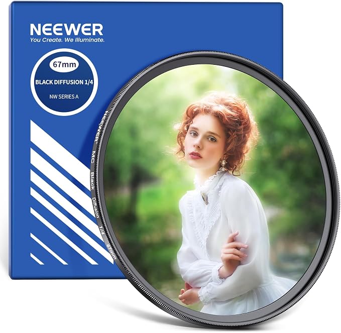NEEWER 67mm Black Diffusion 1/4 Filter Dreamy Soft Cinematic Effect Filter by Neewer