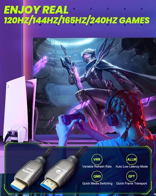 8K HDMI 2.1 Cable 6.6ft 48Gbps, Ultra High Speed HDMI Cable, 4K HD 120Hz 144Hz - Image 4