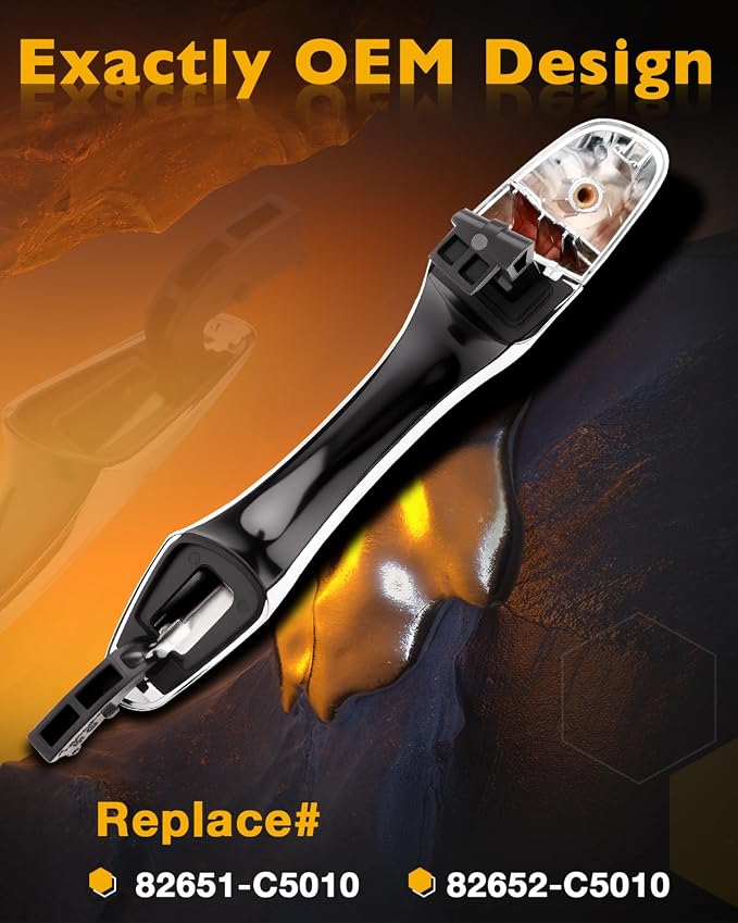 Rear Left Door Handle w/End Cap Cover, Compatible - Image 3