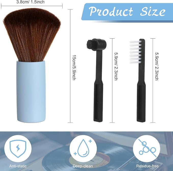 Ziliny 3 Pcs Vinyl Record Cleaning Brush Wooden Anti Static Dust Record Vinyl - Image 2