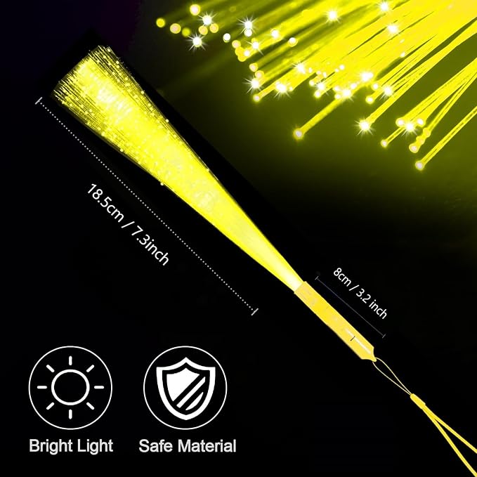 36 Pack Yellow Fiber Optic Glow Stick Wands Bulk - Image 2