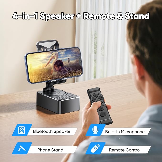 Phone Stand with Speaker with Bluetooth 5.3, Phone Stand with Remote Control & - Image 2