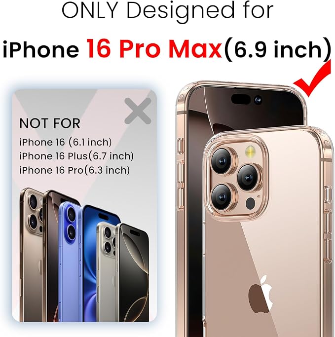 toushion 3 in 1 for iPhone 16 Pro Max Case Clear, Screen Protector *1 & Camera - Image 2