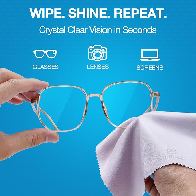 SmoTecQ 12 Pack Microfiber Lens Cleaning Cloths – Ultra-Soft, Scratch-Free - Image 2