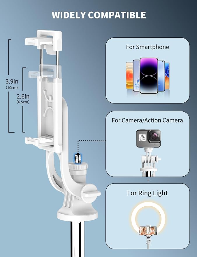 71" Cell Phone Selfie Stick Tripod, Smartphone Tripod Stand - Image 4