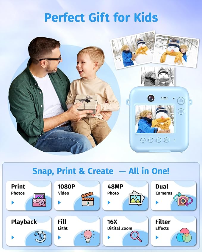 Instant Camera, Dual-Lens Kids Camera Instant Print - Image 2