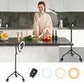 LUXSURE Tripod for iPhone with Ring Light, Overhead Camera Mount with Casters by LUXSURE