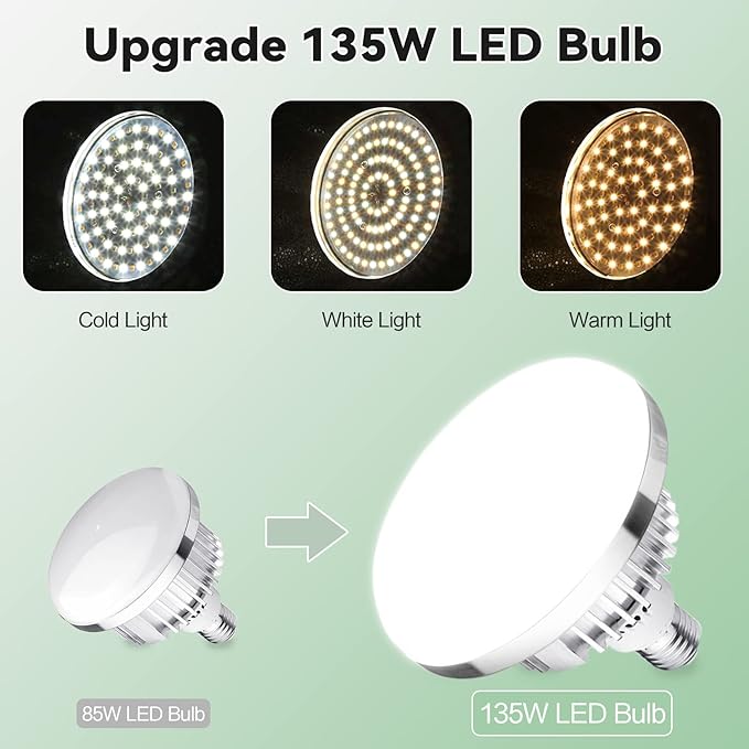 Skytex 2Pack 135W Photography Light Bulb Dimmable Tricolor LED Bulbs 2700-6400K - Image 2