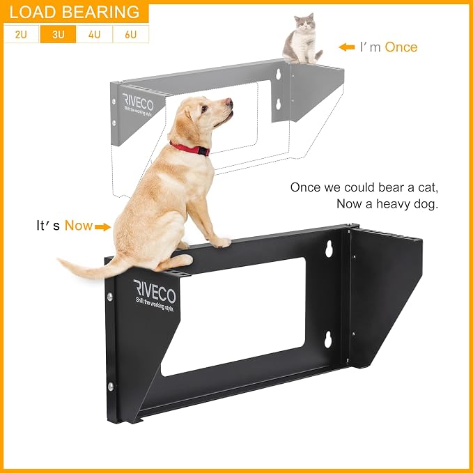 RIVECO 3U Wall Mount Rack for Network| Reinforced Heavy Load 66-99 LBS Small - Image 3