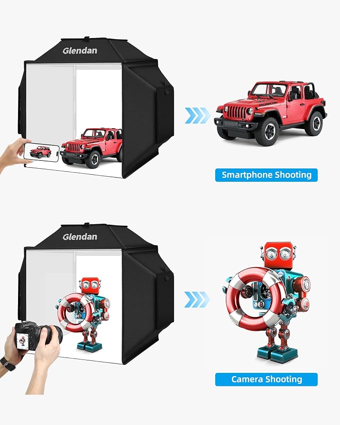 Glendan Portable Light Box Photography: 20"x 20" Upgrade Dimmable Photo Booth - Image 8