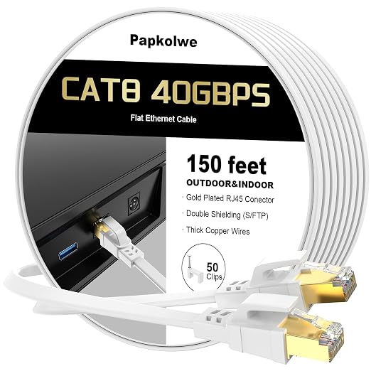 Cat 8 Ethernet Cable 150 ft, Heavy Duty High Speed Cat8 LAN Network Cable by Unknown