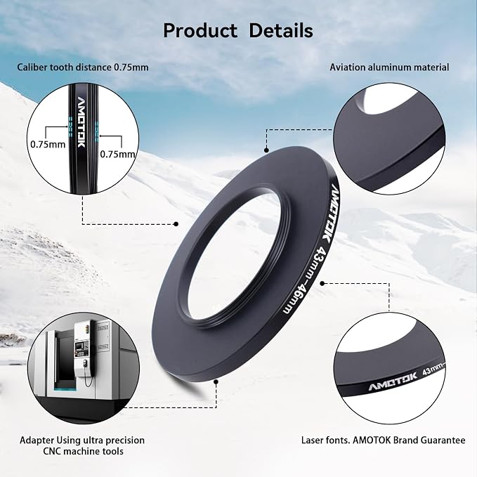 43mm Lens to 46mm Camera Lens Adapter, 43mm-46mm Filter Step up Rings, - Image 3