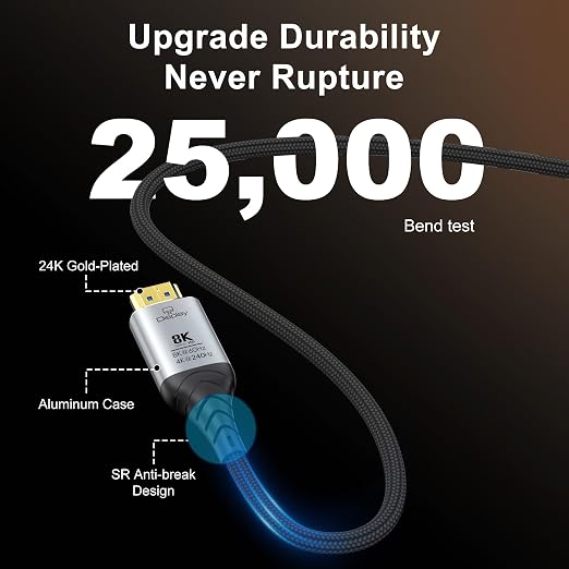 Fiber Optic HDMI Cable 50FT, 8K Long HDMI 2.1 Cable, 48Gbps Ultra High Speed - Image 6