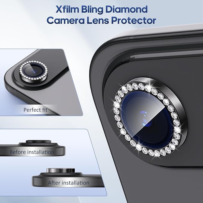 for iPhone 17 Air Camera Lens Protector Bling, Individual Diamond Metal Ring - Image 5