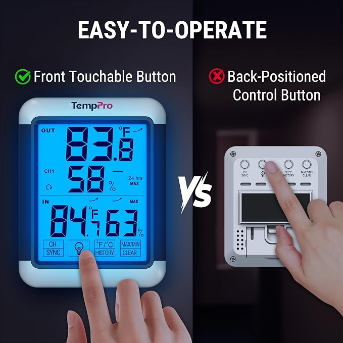 TempPro TP65 Indoor Outdoor Thermometer Digital Wireless Hygrometer Temperature - Image 5