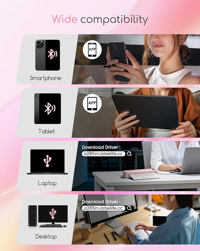 Portable Printers Wireless for Travel, A285M Bluetooth Inkless Thermal Printer - Image 2
