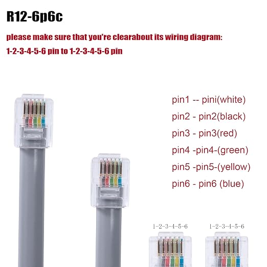 RJ12 Cable Phone Cord RJ12 6P6C Male to Male Straight Wired - Image 3