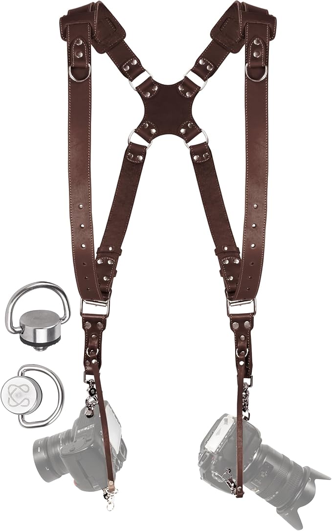 C Coiro Dual Camera Harness Shoulder Leather Camera Strap by CCoiro