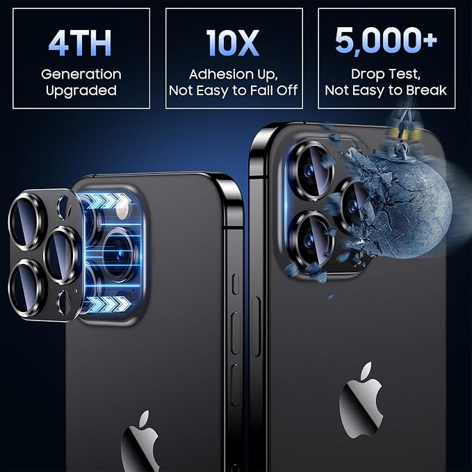 Uyiton for iPhone 13 Pro/iPhone 13 Pro Max Camera Lens Protector, Metal Ring - Image 2