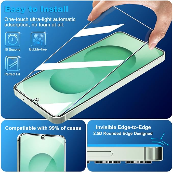 firtstnow 3 Pack for Samsung Galaxy S25 Screen Protector Tempered Glass + 3 - Image 4