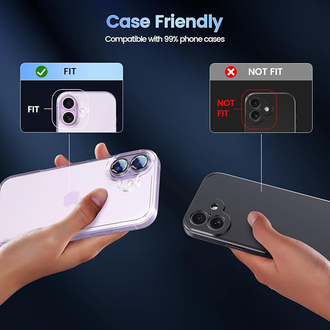 CACOE Camera Lens Protector for iPhone 16/16 Plus/17 - Image 4