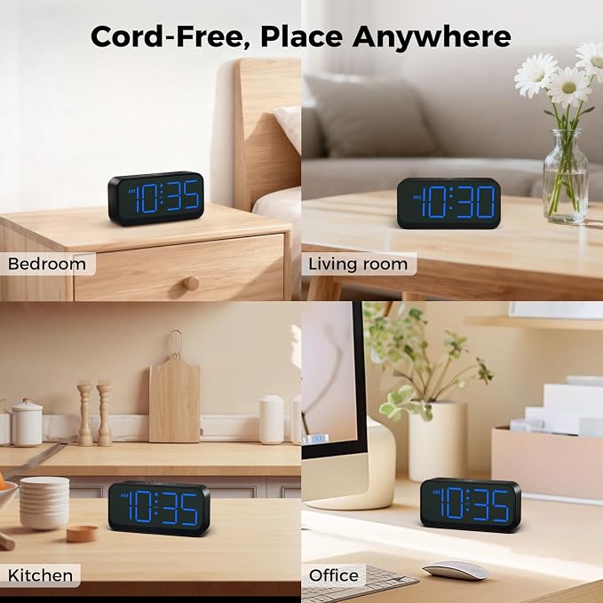Acedeck Battery Operated Digital Clock: Cordless Small Alarm Clock - Image 8