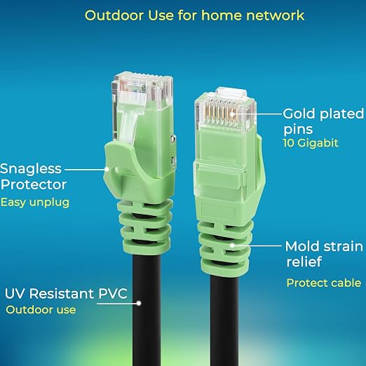 Rapink Cat6 Outdoor Ethernet Cable 50 ft, Ethernet Cable UV Resistant, Cat6 - Image 5
