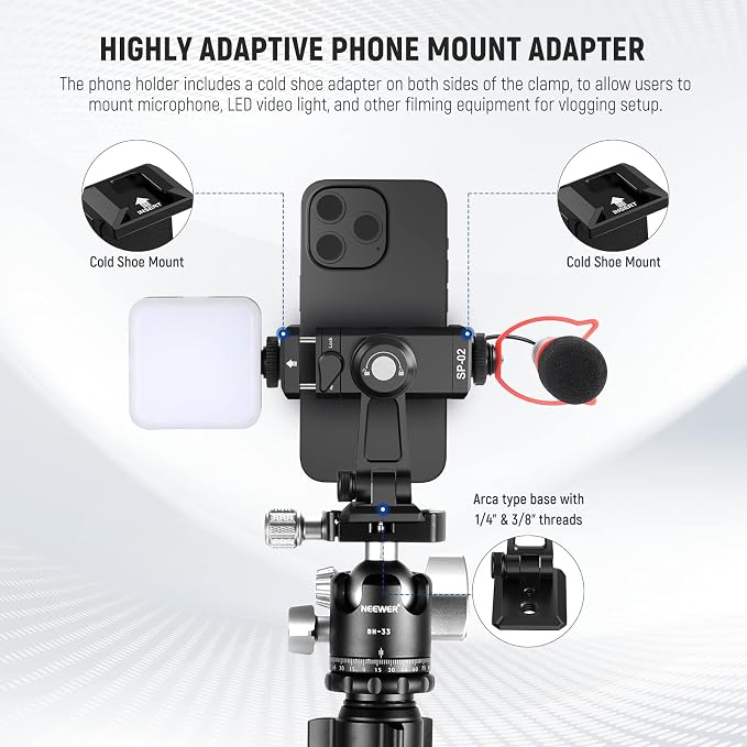 NEEWER Metal Phone Tripod Mount Adapter - Image 2