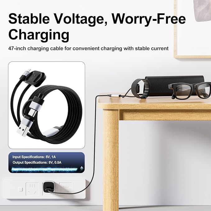 Magnetic Charger for Meta Ray-Ban Display Glasses, TanReginal 2-in-1 - Image 6