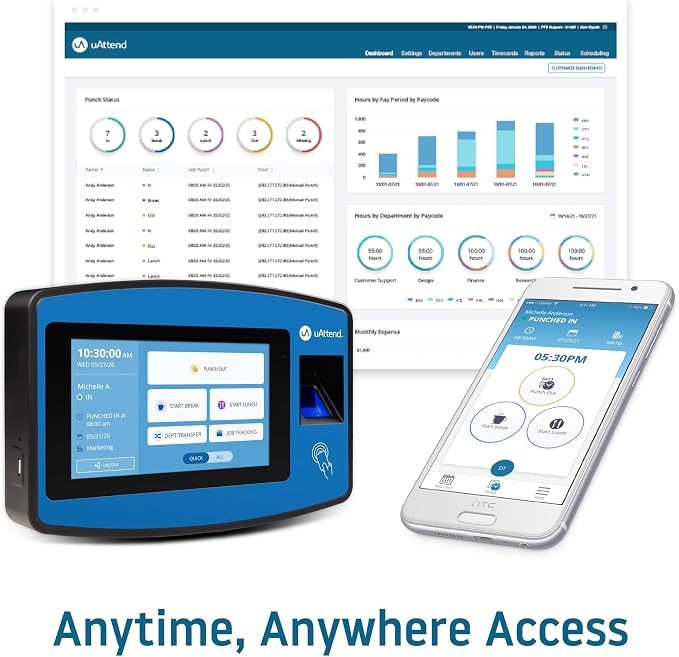 uAttend NX2500 Biometric Fingerprint, PIN Time Clock - Image 5